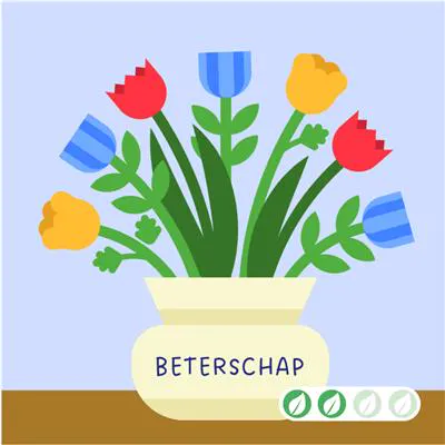Wenskaart Beterschap met bloemen