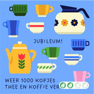 Wenskaart Jubileum met kopjes